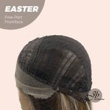 JBEXTENSION 25 Inches Mix Blonde Curly Free Part Pre-Cut Frontlace Glueless Wig EASTER