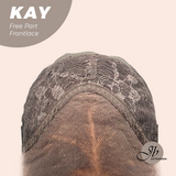 JBEXTENSION 24 Inches Brown With Highlight Curly Pre-Cut Free Part Frontlace Glueless Wig KAY FREE PART