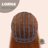 HOT OF SEASON - 18 Inches Vibrant Copper Curly Women Fashion Full Machine Wig With Bangs LORNA VIBRANT COPPER【PLUS PERMATEASE】【BENDY EAR TABS】