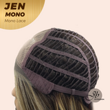 HOT OF SEASON -JBEXTENSION JEN MONO Monofilament Handmade Wig 6X5 Full Monofilament Hand Tied Top Wig 18 Inches Hazelnut Blonde Highlight Mono Lace Wig With Anti-slip Silicone Strips Glueless Wig JEN MONO【BENDY EAR TABS】