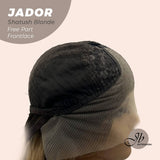 JBEXTENSION 10 Inches Shatush Dark Blonde Curly Lace Front Wig.Pre Plucked 13*4 HD Transparent Lace Frontal Handmade Futura Fiber Swiss Lace Synthetic Fiber Glueless Wig JADOR SHATUSH BLONDE