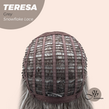 JBEXTENSION 18 Inches Grey Pre-Cut Snowflake Lace Frontlace Glueless Wig TERESA GREY【PERMATEASE】【BENDY EAR TABS】