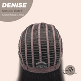 JBEXTENSION 24 Inches Natural Black Wave Pre-Cut Snowflake Lace Frontlace Glueless Wig DENISE NATURAL BLACK【PERMATEASE】【BENDY EAR TABS】