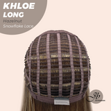 JBEXTENSION 18 Inches Hazelnut Blonde Highlight Pre-Cut Snowflake Lace Frontlace Glueless Wig KHLOE LONG HAZELNUT【PERMATEASE】【BENDY EAR TABS】