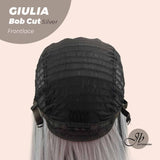 JBEXTENSION Peluca Bob Cut Mix Silver Frontlace de 14 pulgadas GIULIA BOB SILVER (PARTE LIBRE)