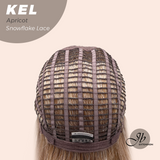 JBEXTENSION 22 Inches Apricot Pre-Cut Snowflake Lace Frontlace Glueless Wig KEL APRICOT【PERMATEASE】【BENDY EAR TABS】- M/L