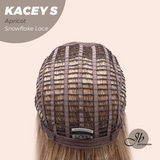 JBEXTENSION 20 Inches Apricot Pre-Cut Snowflake Lace Frontlace Glueless Wig KACEY S APRICOT【PERMATEASE】【BENDY EAR TABS】