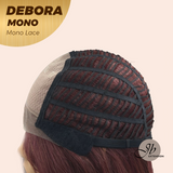 JBEXTENSION DEBORA MONO Monofilament Handmade Wig 6X5 Full Monofilament Hand Tied Top Wig 20 Inches Dark Red Mono Lace Wig With Anti-slip Silicone Strips Glueless Wig DEBORA MONO【BENDY EAR TABS】