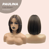 JBEXTENSION 10 Inches Bob Cut Cold Brown Straight Pre-Cut Frontlace Wig PAULINA COLD BROWN