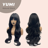 JBEXTENSION 30 Inches Long Natural Black Wig With Bangs YUMI NATURAL BLACK
