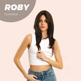 Nichole's Selection -22 Inches Brown Medium Length Women Pre-Cut Frontlace Glueless Wig ROBY