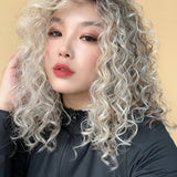 JBEXTENSION 14 Inches Extra Curly Blonde with Brown Highlight Wig Women Fashion Full Machine Wig YVETTE【PLUS PERMATEASE】【BENDY EAR TABS】
