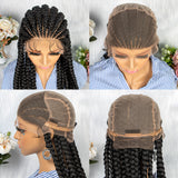 JBEXTENSION pelucas trenzadas con encaje Frontal completo de 36 pulgadas para mujer peluca con trenzas en caja con pelo de bebé Frontal de encaje sintético AMARA
