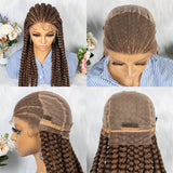 JBEXTENSION pelucas trenzadas con encaje Frontal completo de 36 pulgadas para mujer peluca con trenzas en caja con pelo de bebé Frontal de encaje sintético AMARA