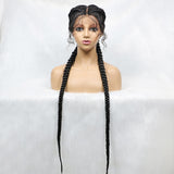 JBEXTENSION Pelucas trenzadas de caja frontal de encaje de 40 pulgadas para mujeres con pelo de bebé Pelucas trenzadas de caja holandesa grande con encaje frontal sintético de primera calidad para mujeres (Zendaya)