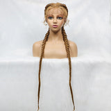 JBEXTENSION Pelucas trenzadas de caja frontal de encaje de 40 pulgadas para mujeres con pelo de bebé Pelucas trenzadas de caja holandesa grande con encaje frontal sintético de primera calidad para mujeres (Zendaya)