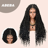 JBEXTENSION 35 Inches Full Double Lace Front Knotless Braided Wigs for Women Locs Braid Wig With Baby Hair Synthetic Lace Frontal Braid Wigs ABEBA