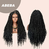 JBEXTENSION 35 Inches Full Double Lace Front Knotless Braided Wigs for Women Locs Braid Wig With Baby Hair Synthetic Lace Frontal Braid Wigs ABEBA