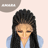 JBEXTENSION pelucas trenzadas con encaje Frontal completo de 36 pulgadas para mujer peluca con trenzas en caja con pelo de bebé Frontal de encaje sintético AMARA