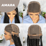 JBEXTENSION pelucas trenzadas con encaje Frontal completo de 36 pulgadas para mujer peluca con trenzas en caja con pelo de bebé Frontal de encaje sintético AMARA