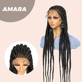 JBEXTENSION pelucas trenzadas con encaje Frontal completo de 36 pulgadas para mujer peluca con trenzas en caja con pelo de bebé Frontal de encaje sintético AMARA
