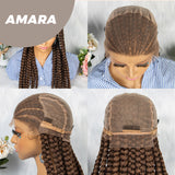 JBEXTENSION pelucas trenzadas con encaje Frontal completo de 36 pulgadas para mujer peluca con trenzas en caja con pelo de bebé Frontal de encaje sintético AMARA