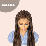 JBEXTENSION pelucas trenzadas con encaje Frontal completo de 36 pulgadas para mujer peluca con trenzas en caja con pelo de bebé Frontal de encaje sintético AMARA