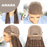 JBEXTENSION pelucas trenzadas con encaje Frontal completo de 36 pulgadas para mujer peluca con trenzas en caja con pelo de bebé Frontal de encaje sintético AMARA