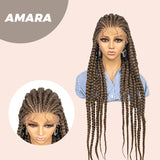 JBEXTENSION pelucas trenzadas con encaje Frontal completo de 36 pulgadas para mujer peluca con trenzas en caja con pelo de bebé Frontal de encaje sintético AMARA