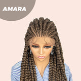 JBEXTENSION pelucas trenzadas con encaje Frontal completo de 36 pulgadas para mujer peluca con trenzas en caja con pelo de bebé Frontal de encaje sintético AMARA