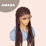 JBEXTENSION pelucas trenzadas con encaje Frontal completo de 36 pulgadas para mujer peluca con trenzas en caja con pelo de bebé Frontal de encaje sintético AMARA