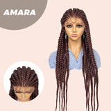 JBEXTENSION pelucas trenzadas con encaje Frontal completo de 36 pulgadas para mujer peluca con trenzas en caja con pelo de bebé Frontal de encaje sintético AMARA