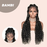 JBEXTENSION 35" Hand-Braided Synthetic Lace Front Box Braided Wigs with Baby Hair for Women  Dutch Braids Black Lace Frontal Wigs for Women BAMBI