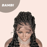 JBEXTENSION 35" Hand-Braided Synthetic Lace Front Box Braided Wigs with Baby Hair for Women  Dutch Braids Black Lace Frontal Wigs for Women BAMBI