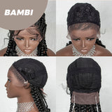 JBEXTENSION 35" Hand-Braided Synthetic Lace Front Box Braided Wigs with Baby Hair for Women  Dutch Braids Black Lace Frontal Wigs for Women BAMBI