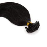 U Tip Hair Extensions Human Hair Color 1 Jet Black Fusion Nail Tip Hair Extensions Real Remy Hair 20 Inch 1 Gram Per Strand 20 Strand