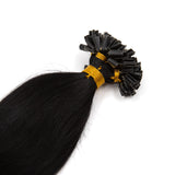 U Tip Hair Extensions Human Hair Color 1 Jet Black Fusion Nail Tip Hair Extensions Real Remy Hair 20 Inch  1 Gram Per Strand 20 Strand