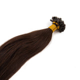 U Tip Hair Extensions Human Hair Color 2 D.Brown Fusion Nail Tip 1 Gram Per Strand 20 Strand