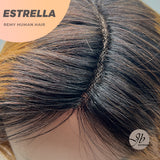 JB EXTENSION Cabello humano real con encaje frontal y corte Pixie de 6 pulgadas en color amarillo mostaza con raíces oscuras ESTRELLA
