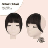 JBEXTENSION Clip in Bangs, 100% Human Hair Bangs Extensions French Bangs with Temples Clip on Fringe Bangs Real Hair for Women Natural Color Washable/Dyeable