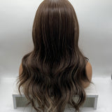 JBEXTENSION 22 Inches Brown With Highlight Women Wig With Bangs CLAIRE
