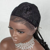 JBEXTENSION 35" Hand-Braided Synthetic Lace Front Box Braided Wigs with Baby Hair for Women  Dutch Braids Black Lace Frontal Wigs for Women BAMBI