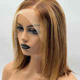 JBEXTENSION 12 Inches 13*4 Real Human Hair Bob Cut Short Straight Lace Frontal Wig ALICIA