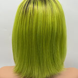 JBEXTENSION 12 Inches Bob Cut Frontlace Real Huaman Hair Crazy Color Wig PANDORA-LIME