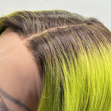 JBEXTENSION 12 Inches Bob Cut Frontlace Real Huaman Hair Crazy Color Wig PANDORA-LIME