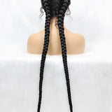 JBEXTENSION Pelucas trenzadas de caja frontal de encaje de 40 pulgadas para mujeres con pelo de bebé Pelucas trenzadas de caja holandesa grande con encaje frontal sintético de primera calidad para mujeres (Zendaya)