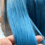 JBEXTENSION 12 Inches Bob Cut Frontlace Real Huaman Hair Crazy Color Wig PANDORA-AQUA