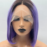 JBEXTENSION 12 Inches Bob Cut Frontlace Real Huaman Hair Crazy Color Wig PANDORA-HYACINTH