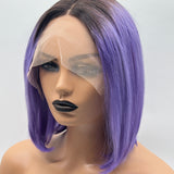 JBEXTENSION 12 Inches Bob Cut Frontlace Real Huaman Hair Crazy Color Wig PANDORA-HYACINTH