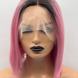 JBEXTENSION 12 Inches Bob Cut Frontlace Real Huaman Hair Crazy Color Wig PANDORA-ROSEMARY